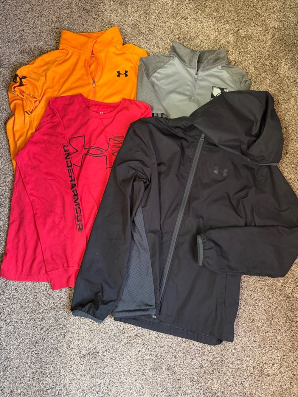 Under Armour 4-Piece Activewear Set - Black, Orange, Red, Gray